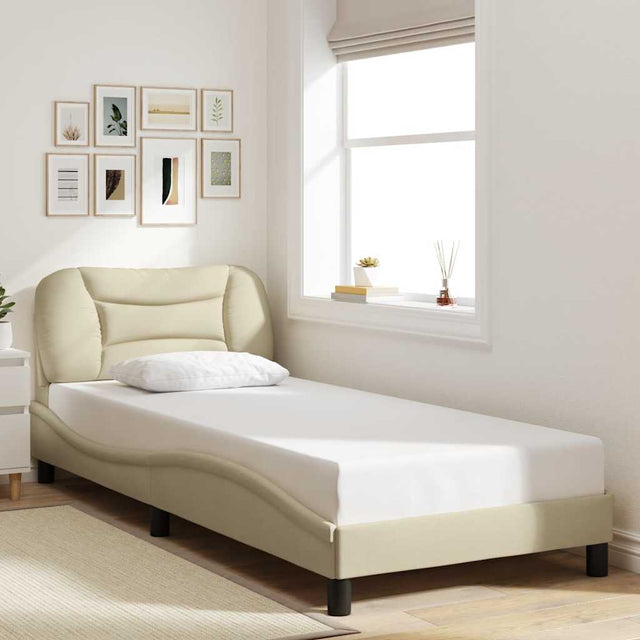 Vidaxl bedframe zonder matras hvar 90x190 cm stof crèmekleurig