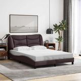 Vidaxl bedframe zonder matras hvar stof donkerbruin 140x190 cm