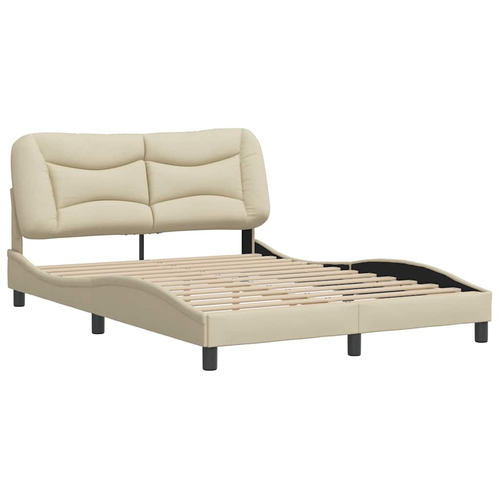 Vidaxl bedframe zonder matras hvar stof crèmekleurig 140x200 cm