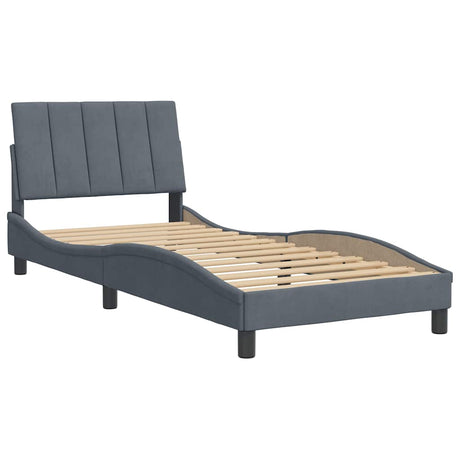 Vidaxl bedframe zonder matras hanko 90x200 cm fluweel donkergrijs