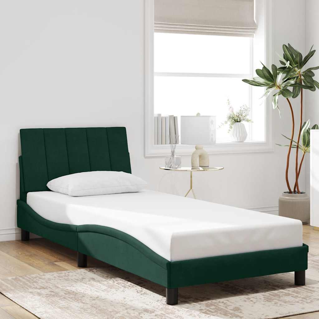 Vidaxl bedframe zonder matras hanko 90x200 cm fluweel donkergroen
