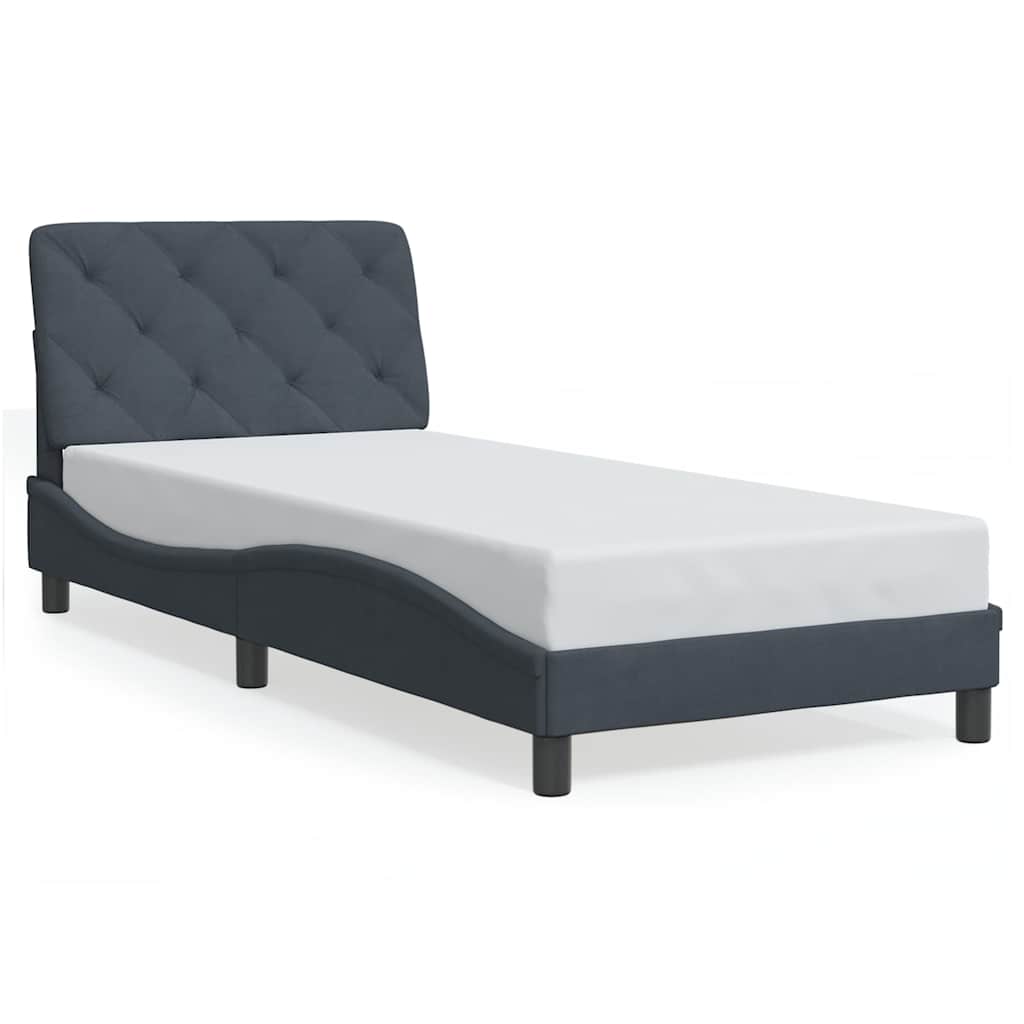 Vidaxl bedframe zonder matras 90x190 cm fluweel donkergrijs