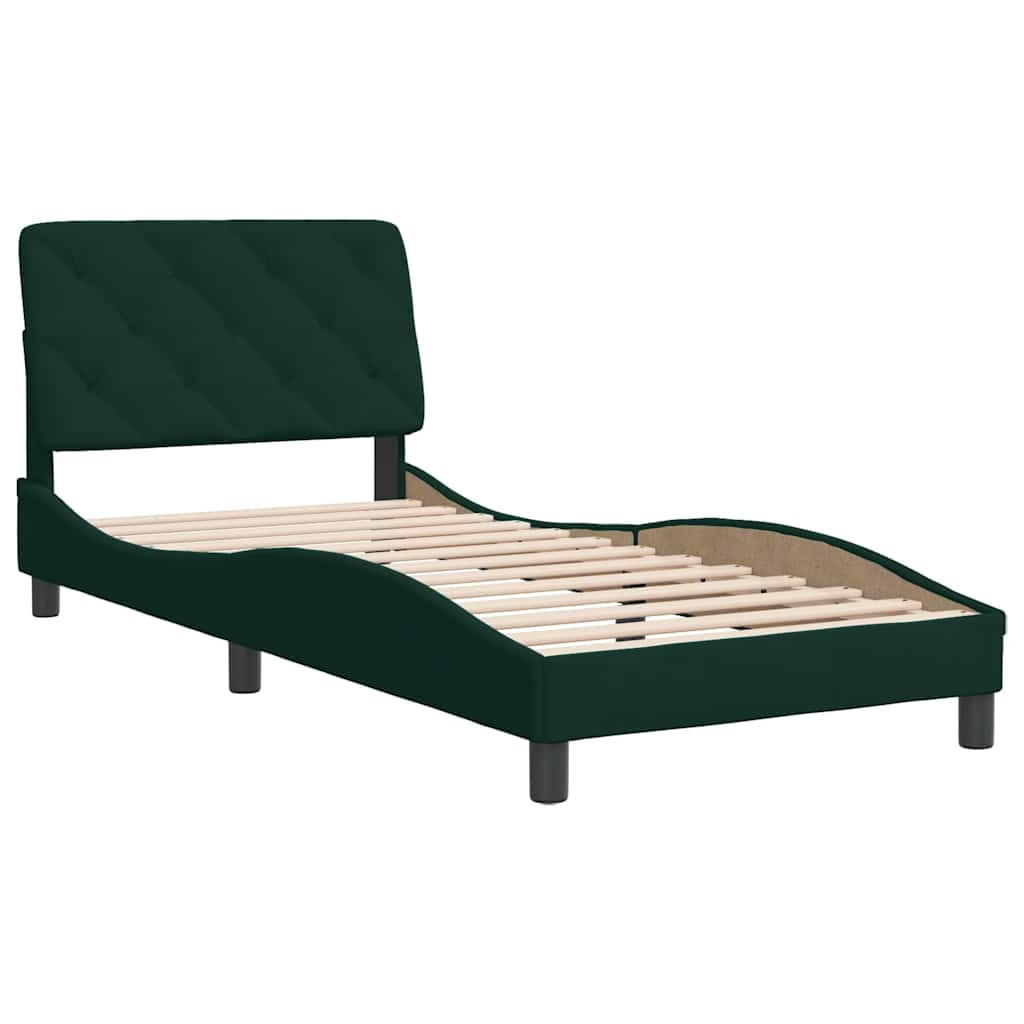 Vidaxl bedframe zonder matras 90x200 cm fluweel donkergroen