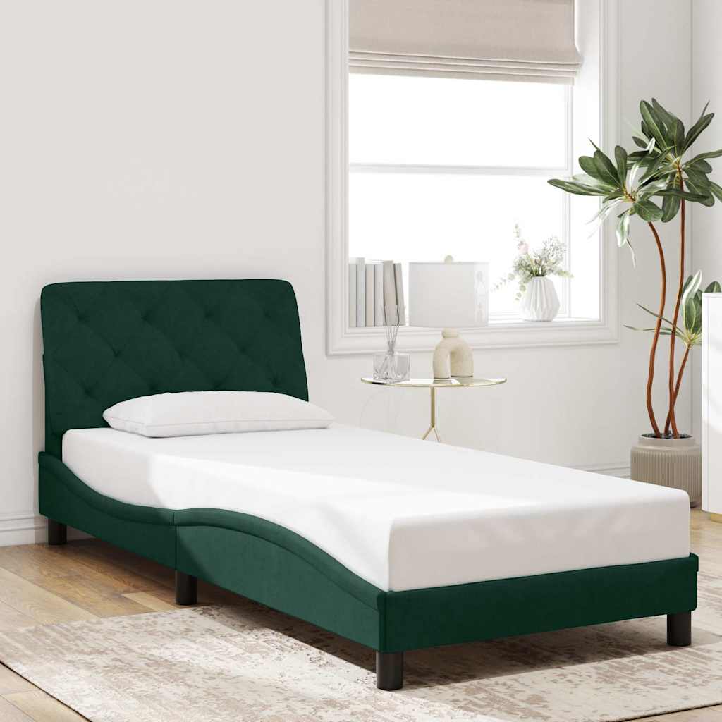 Vidaxl bedframe zonder matras 90x200 cm fluweel donkergroen