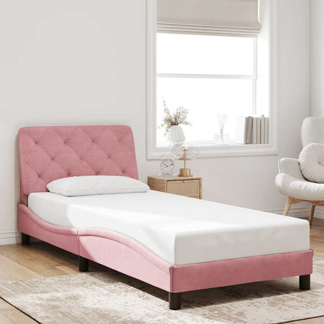 Vidaxl bedframe zonder matras fluweel roze 90x200 cm