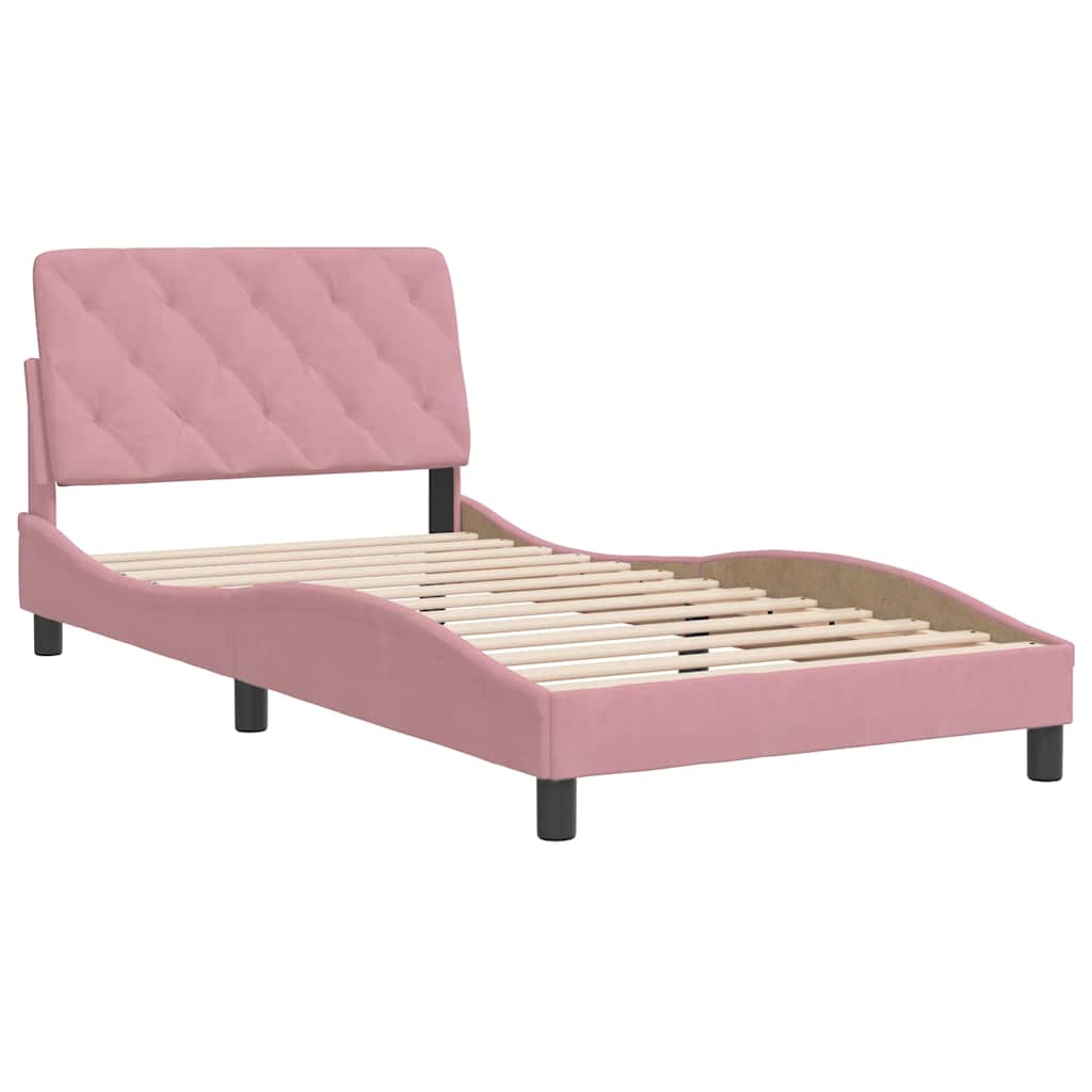 Vidaxl bedframe zonder matras fluweel roze 100x200 cm