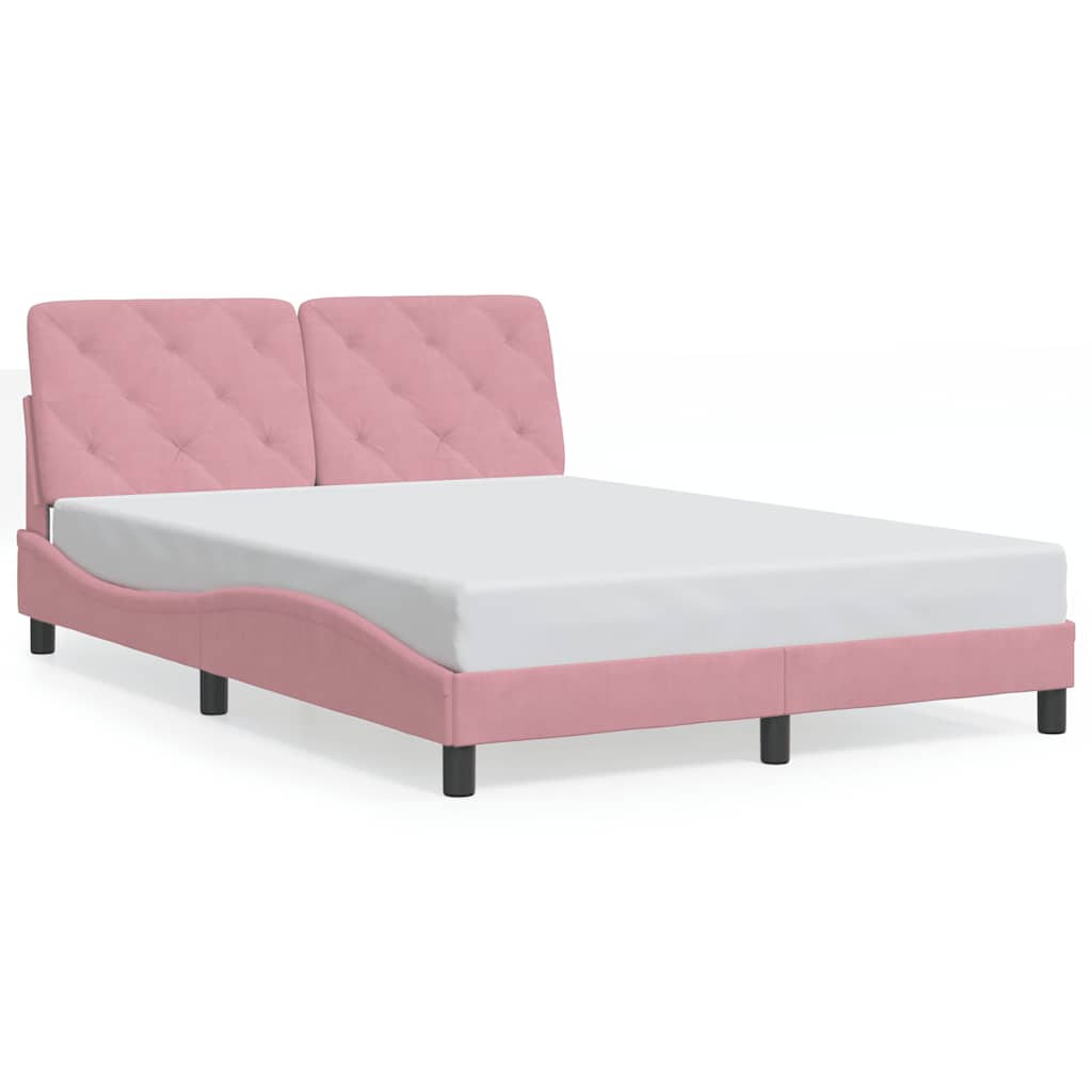 Vidaxl bedframe zonder matras fluweel roze 140x190 cm