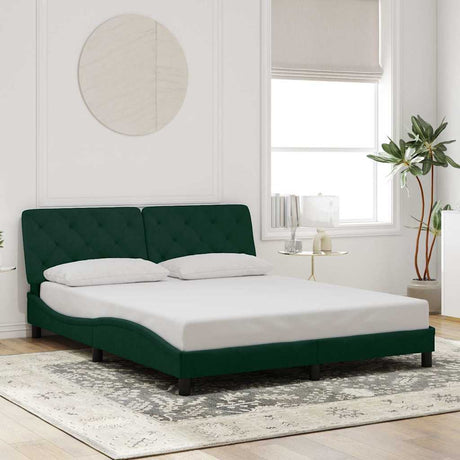 Vidaxl bedframe zonder matras 160x200 cm fluweel donkergroen