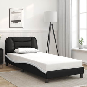 Vidaxl bedframe zonder matras hvar kunstleer zwart en wit 90x200 cm
