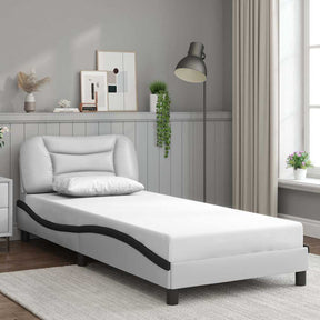 Vidaxl bedframe zonder matras hvar kunstleer wit en zwart 90x200 cm