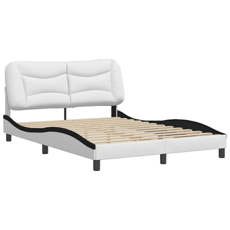 Vidaxl bedframe zonder matras hvar kunstleer wit en zwart 140x190 cm