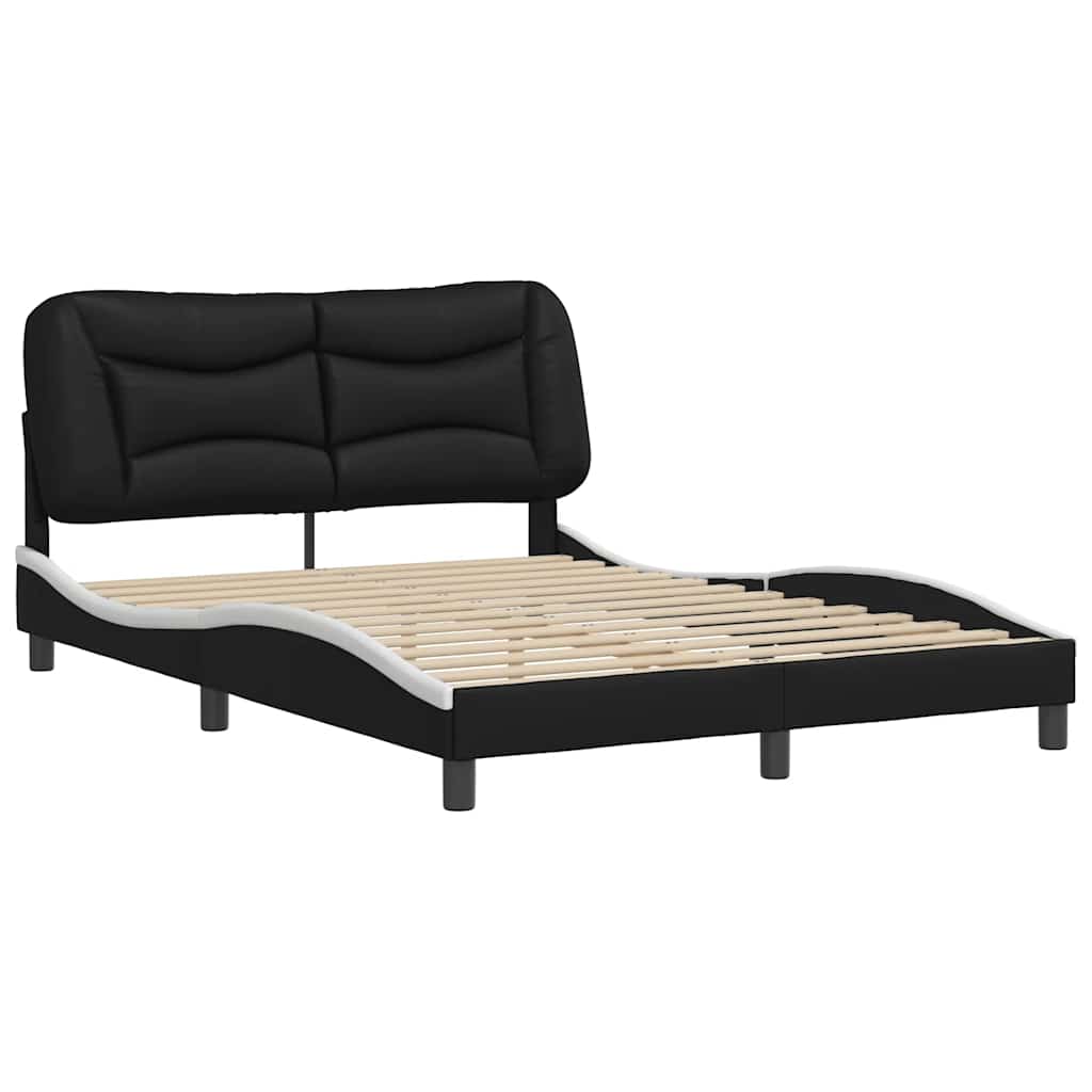 Vidaxl bedframe zonder matras hvar kunstleer zwart en wit 140x200 cm