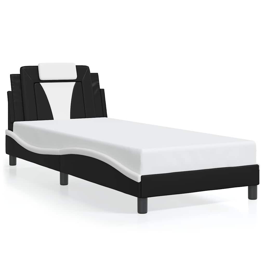 Vidaxl bedframe viana zonder matras kunstleer zwart en wit 80x200 cm