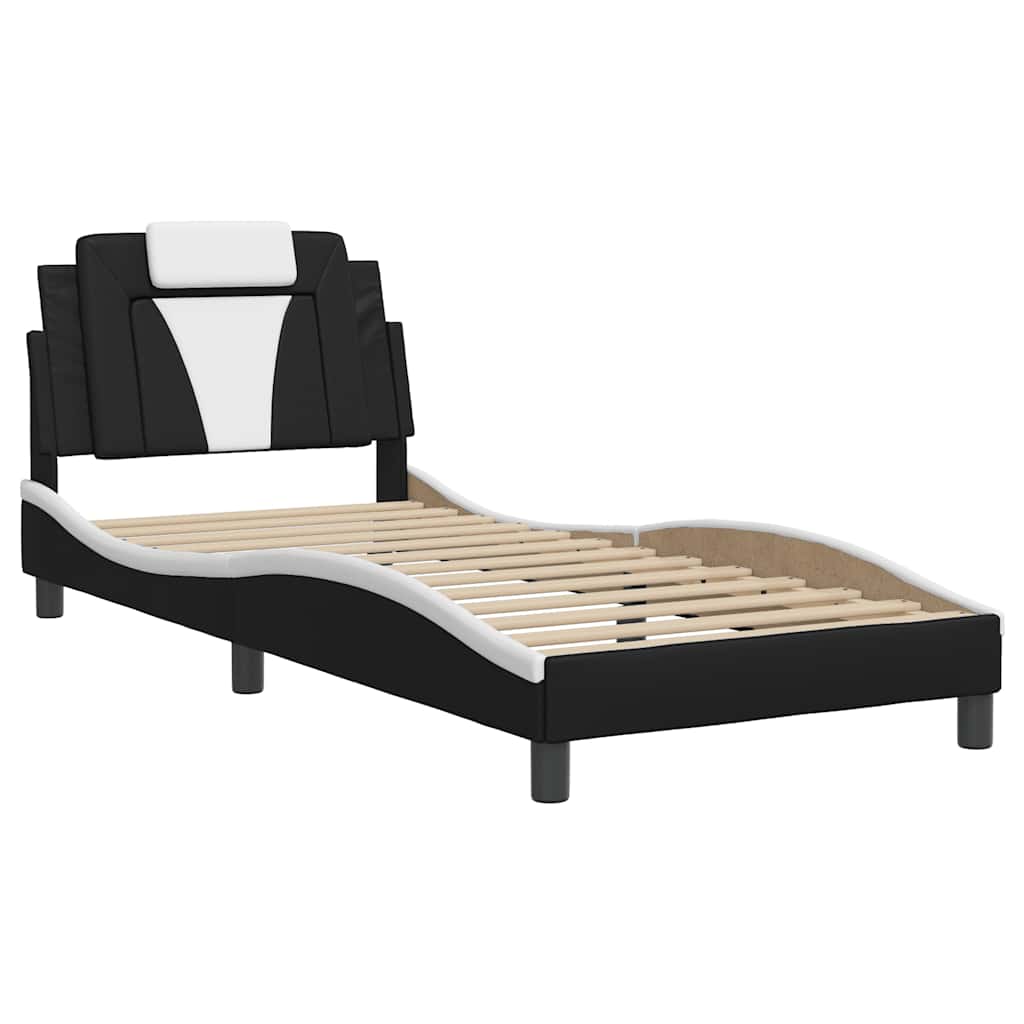 Vidaxl bedframe viana zonder matras kunstleer zwart en wit 80x200 cm