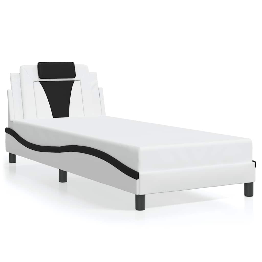 Vidaxl bedframe viana zonder matras kunstleer wit en zwart 90x200 cm