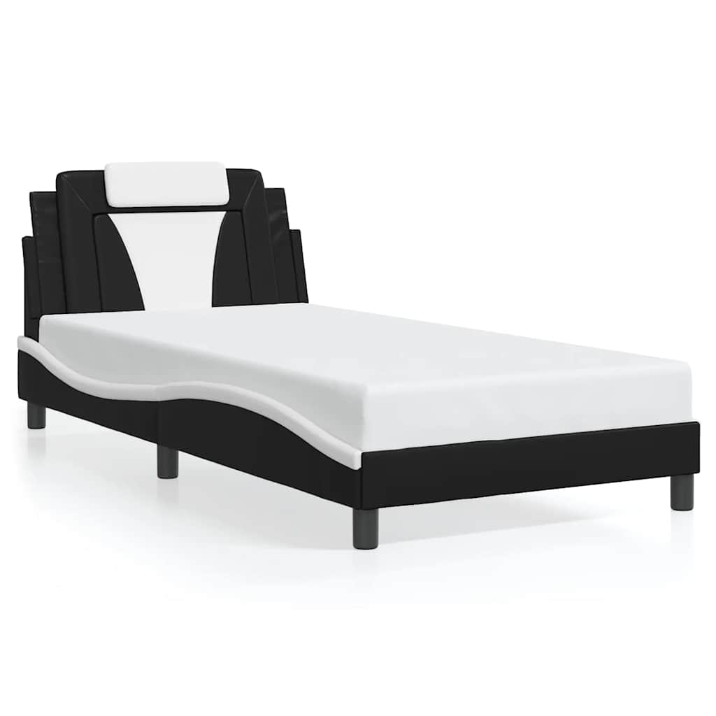 Vidaxl bedframe viana zonder matras kunstleer zwart en wit 100x200 cm