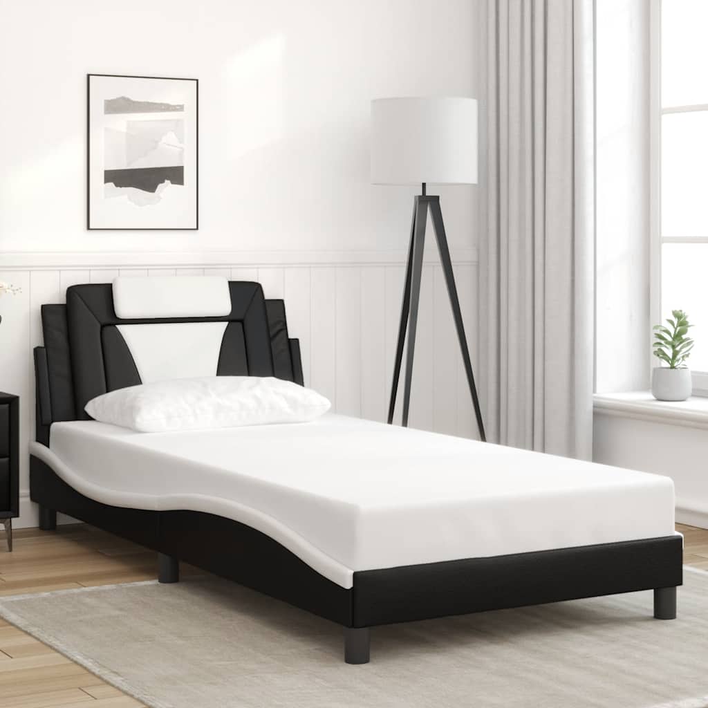 Vidaxl bedframe viana zonder matras kunstleer zwart en wit 100x200 cm