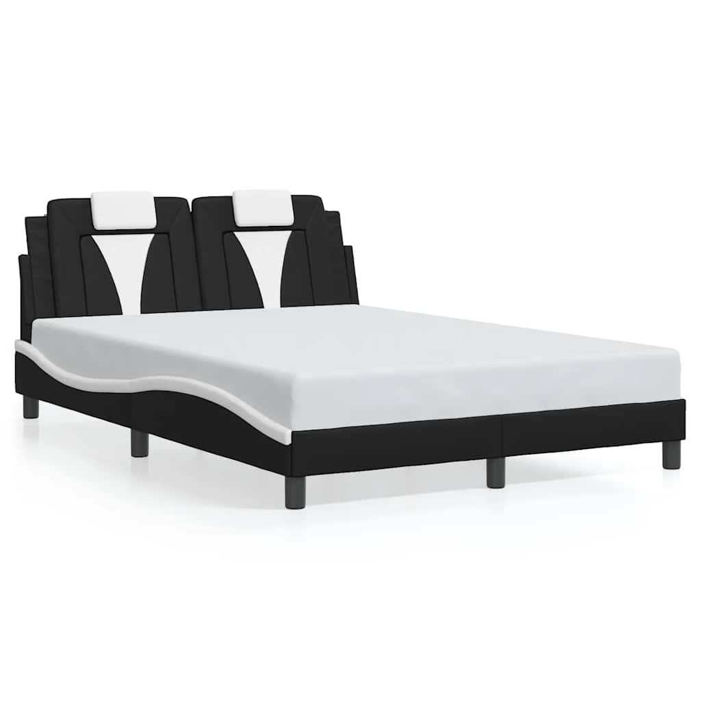 Vidaxl bedframe viana zonder matras kunstleer zwart en wit 140x190 cm