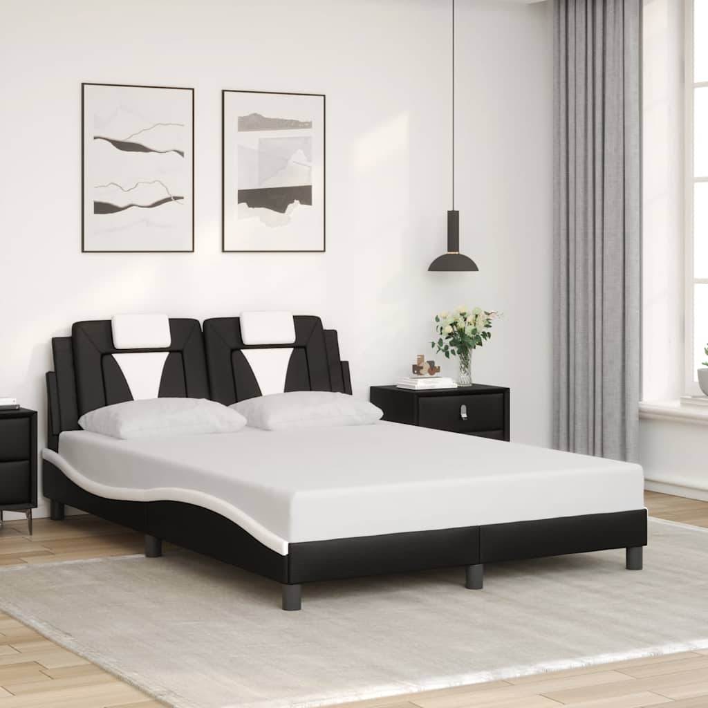 Vidaxl bedframe viana zonder matras kunstleer zwart en wit 140x190 cm