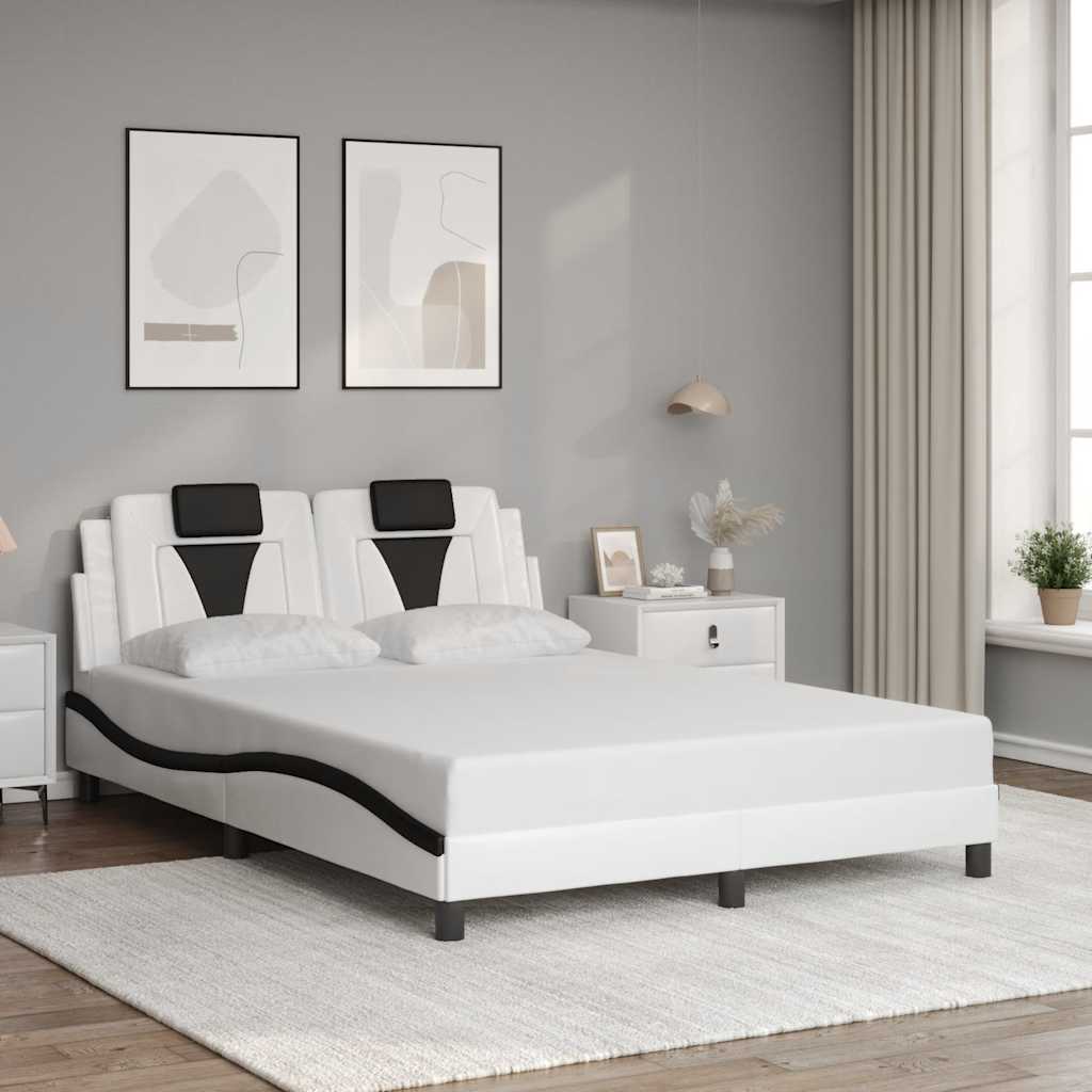 Vidaxl bedframe viana zonder matras kunstleer wit en zwart 140x190 cm