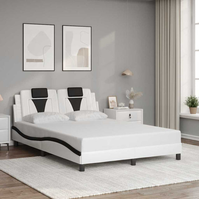 Vidaxl bedframe viana zonder matras kunstleer wit en zwart 140x190 cm
