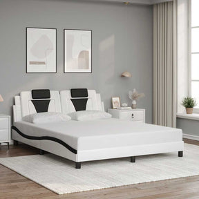 Vidaxl bedframe viana zonder matras kunstleer zwart en wit 160x200 cm