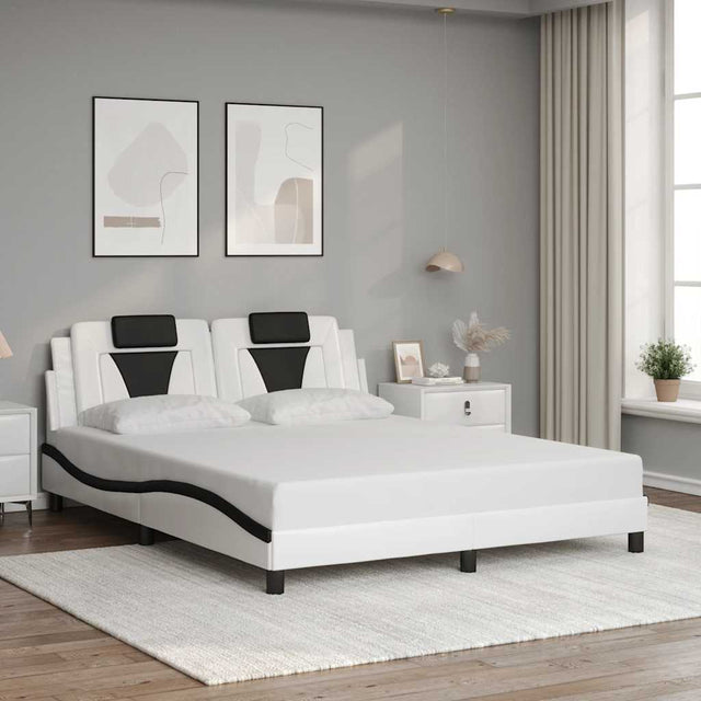 Vidaxl bedframe viana zonder matras kunstleer zwart en wit 160x200 cm