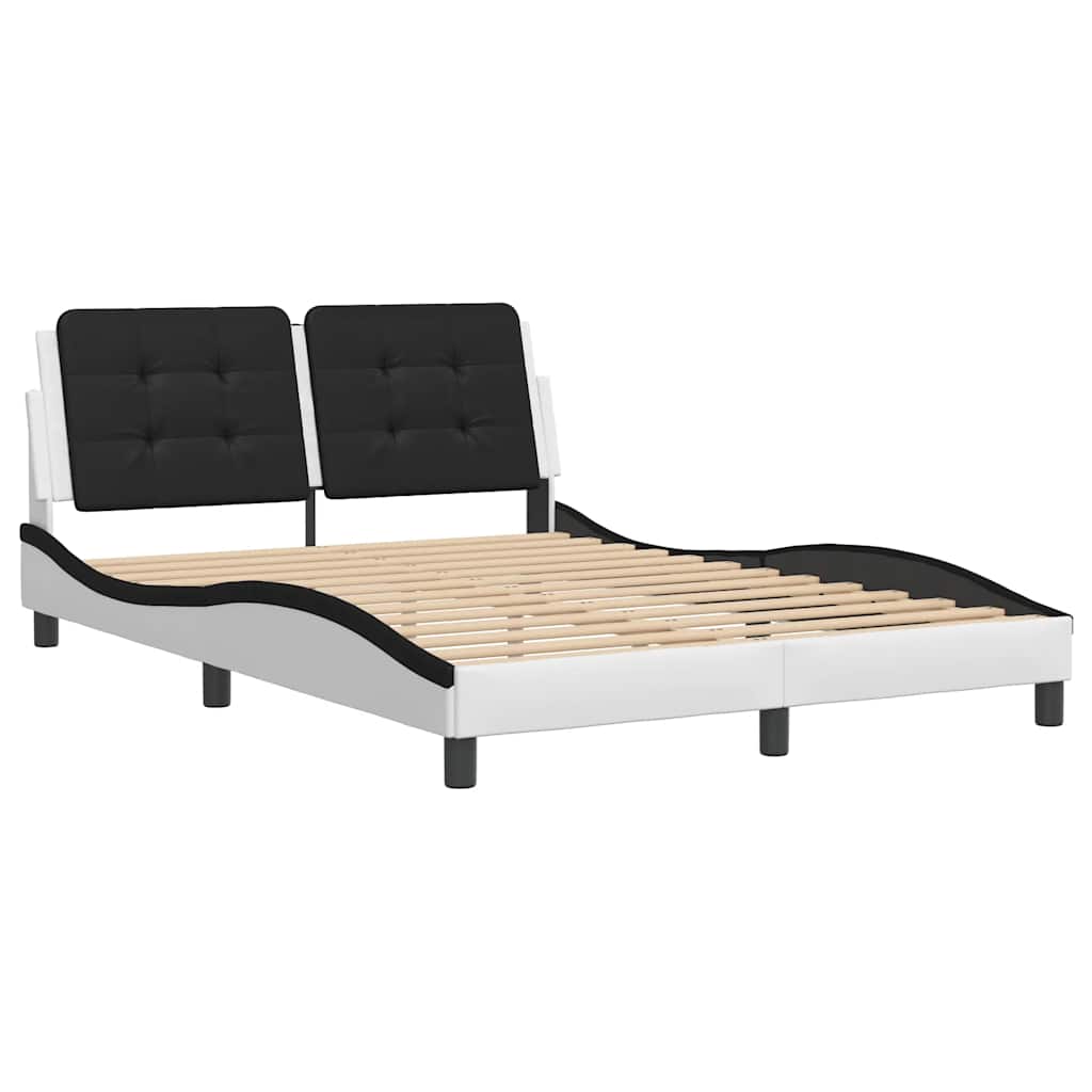 Vidaxl bedframe zonder matras zadar kunstleer zwart en wit 120x200 cm
