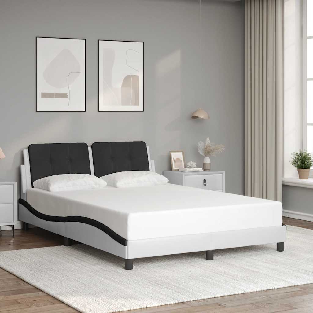 Vidaxl bedframe zonder matras zadar kunstleer zwart en wit 120x200 cm