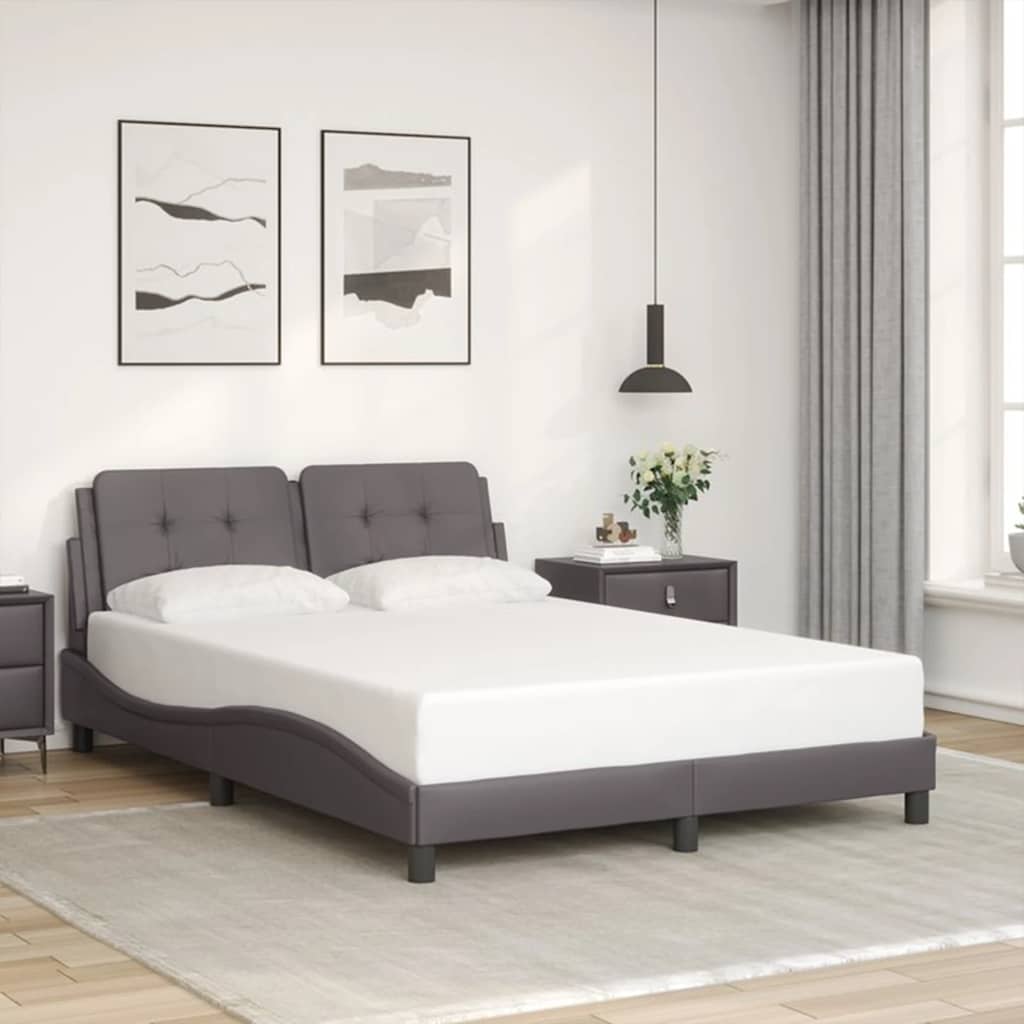 Vidaxl bedframe zonder matras zadar kunstleer grijs 140x190 cm