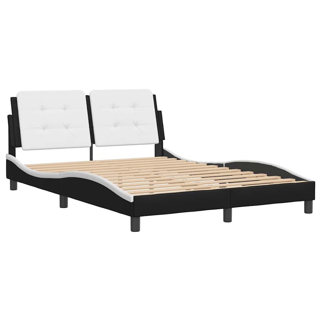Vidaxl bedframe zonder matras zadar kunstleer zwart en wit 140x200 cm