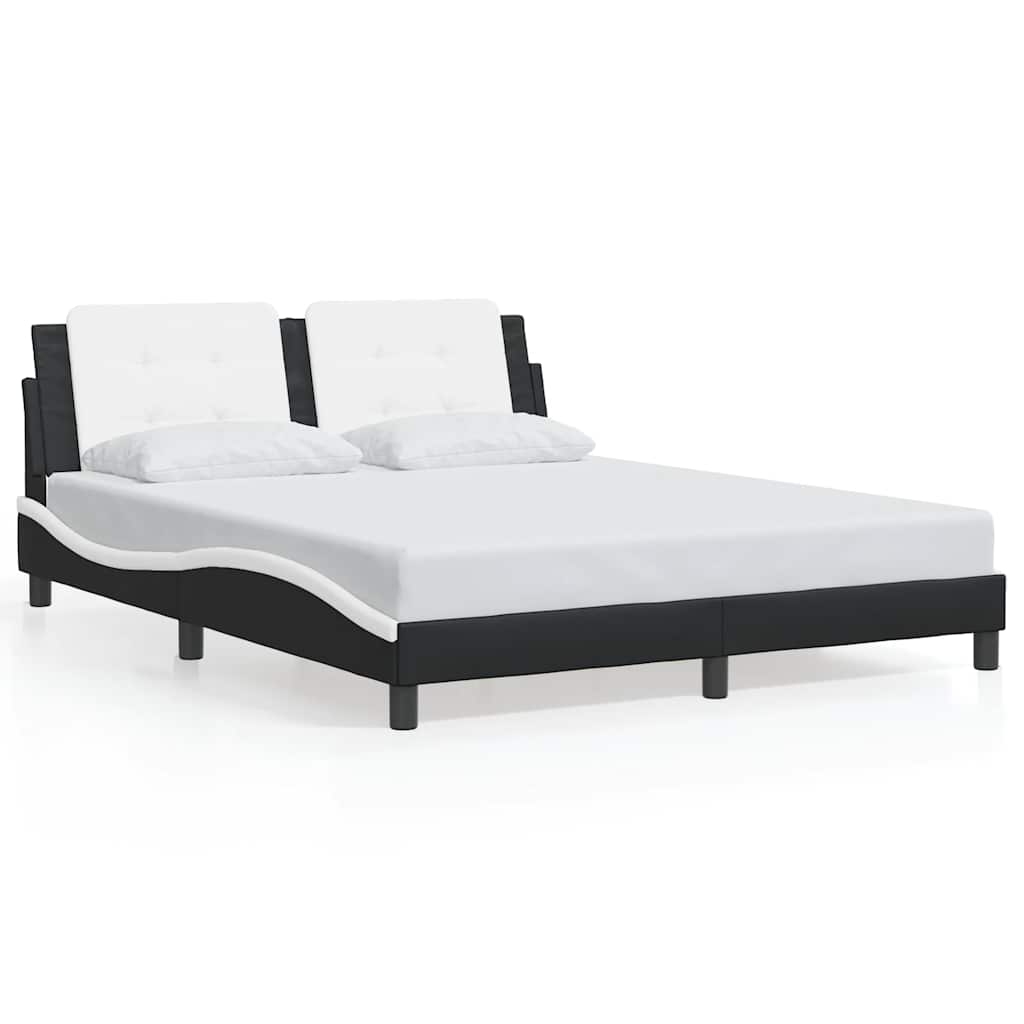 Vidaxl bedframe zonder matras zadar kunstleer zwart en wit 160x200 cm