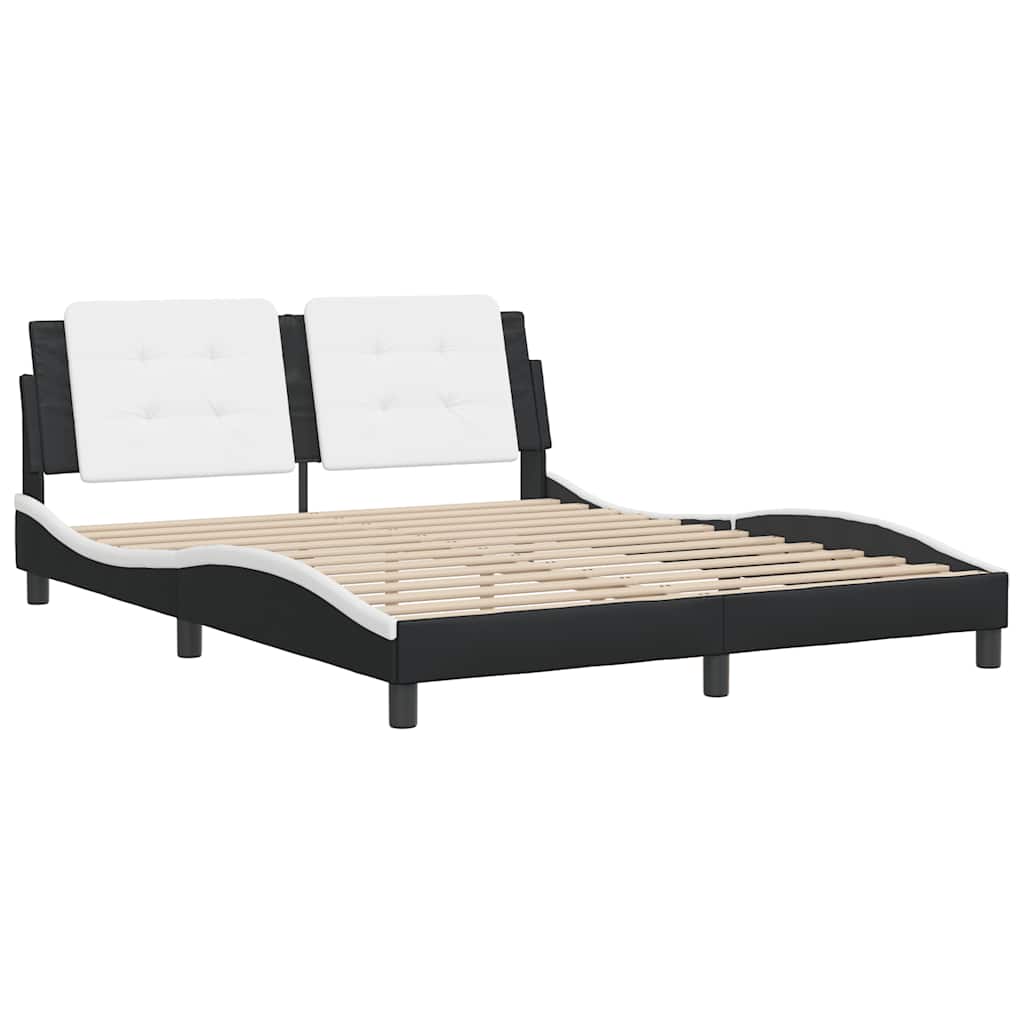 Vidaxl bedframe zonder matras zadar kunstleer zwart en wit 160x200 cm