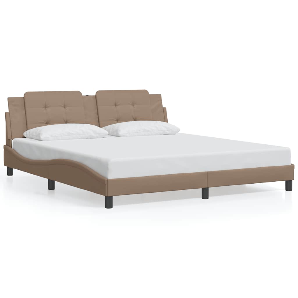 Vidaxl bedframe zonder matras zadar kunstleer cappuccinokleurig 180x200 cm