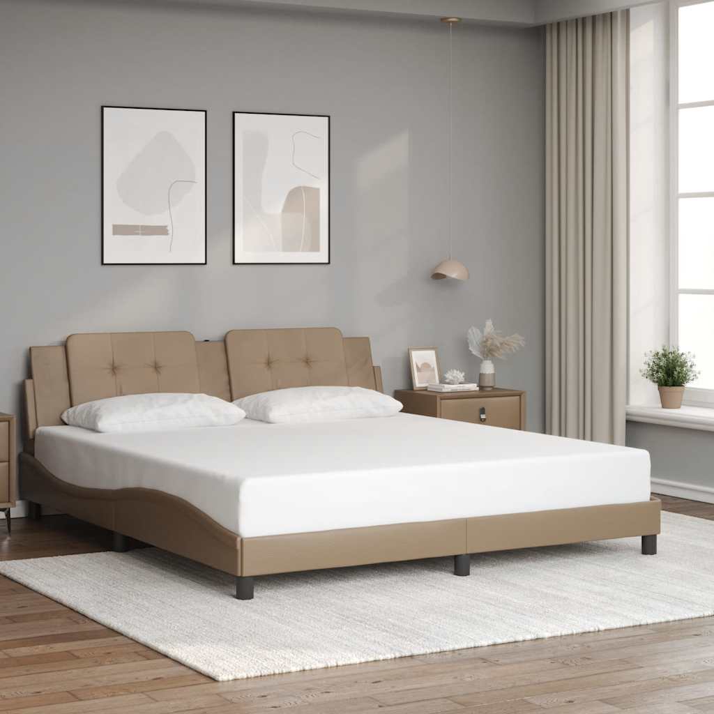 Vidaxl bedframe zonder matras zadar kunstleer cappuccinokleurig 180x200 cm