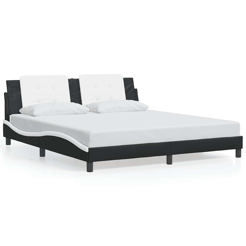 Vidaxl bedframe zonder matras zadar kunstleer zwart en wit 180x200 cm