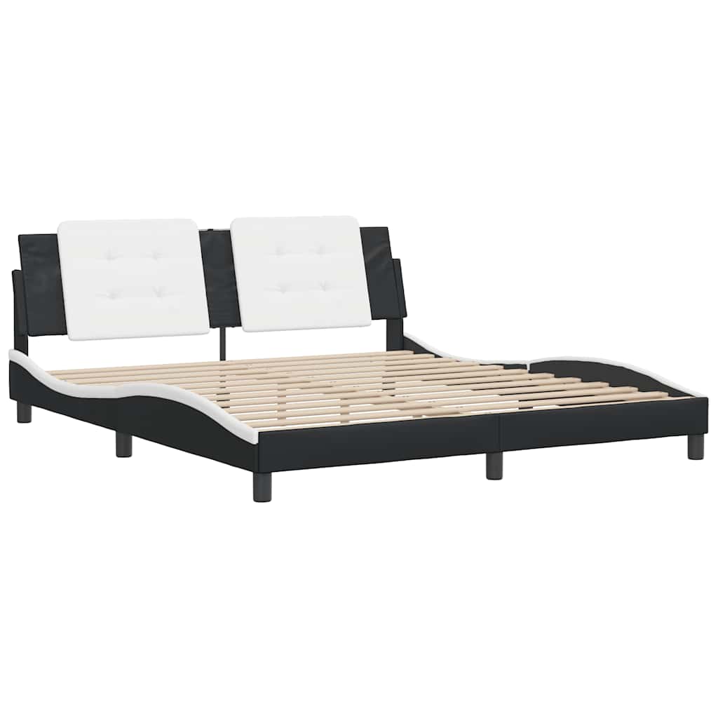 Vidaxl bedframe zonder matras zadar kunstleer zwart en wit 180x200 cm