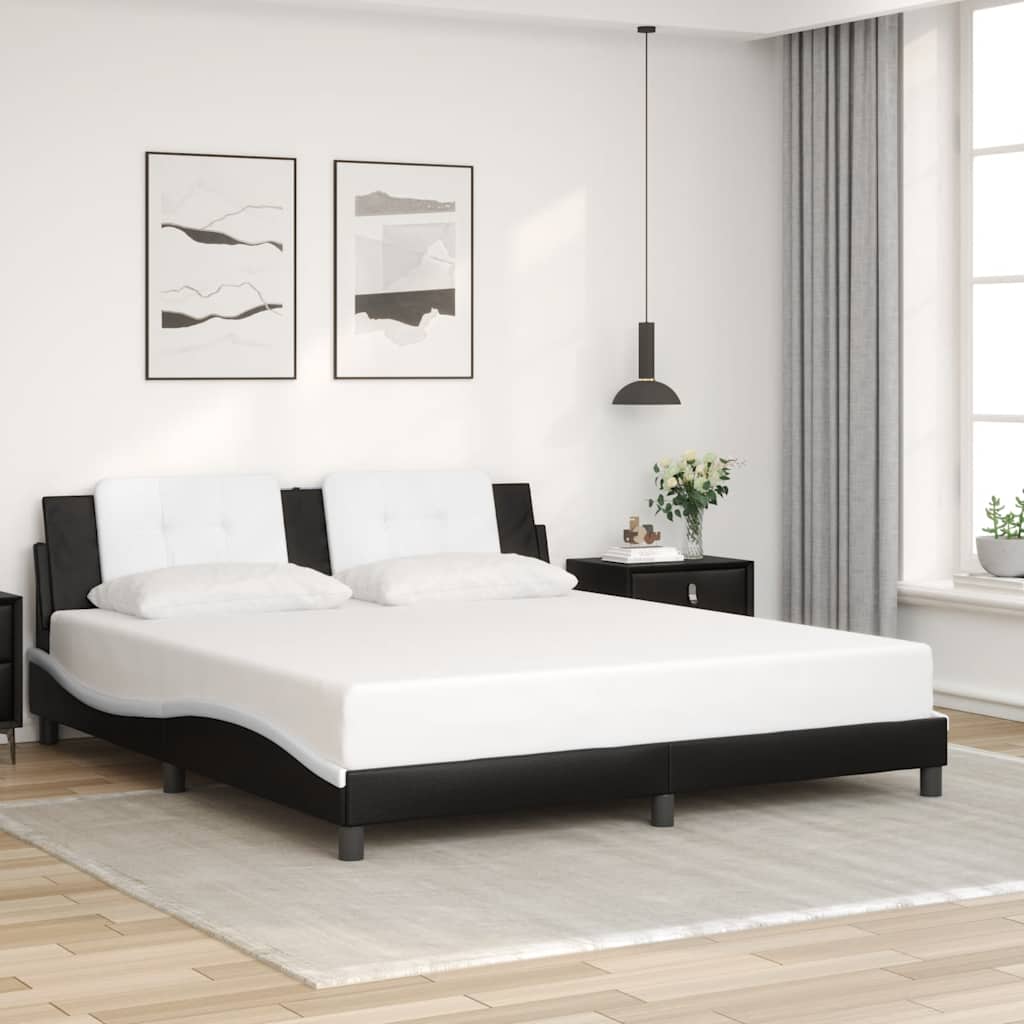 Vidaxl bedframe zonder matras zadar kunstleer zwart en wit 180x200 cm