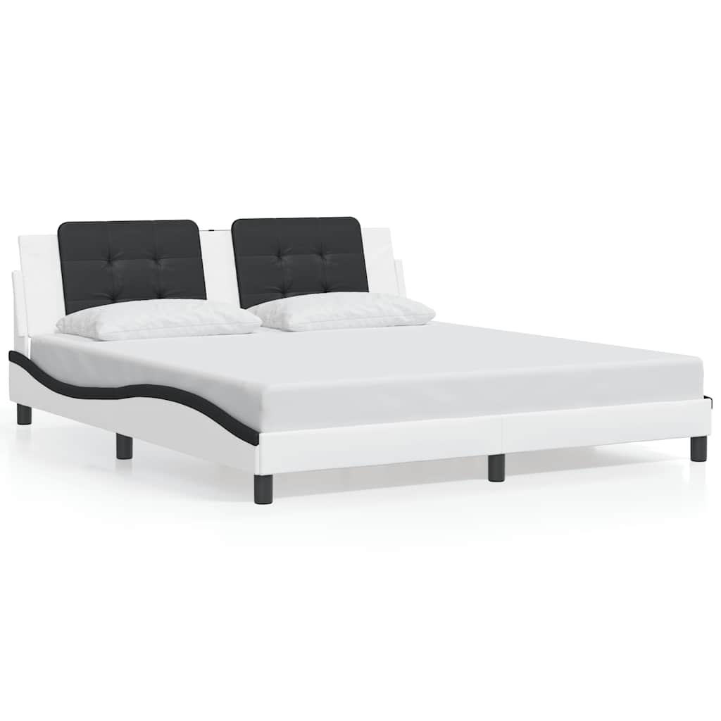 Vidaxl bedframe zonder matras zadar kunstleer wit en zwart 180x200 cm