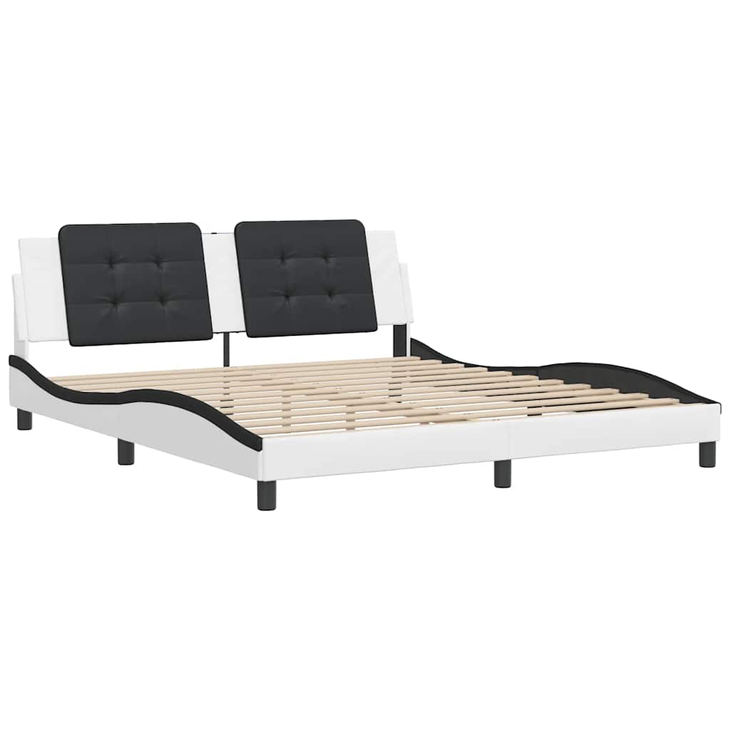 Vidaxl bedframe zonder matras zadar kunstleer wit en zwart 180x200 cm