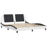 Vidaxl bedframe zonder matras zadar kunstleer wit en zwart 180x200 cm