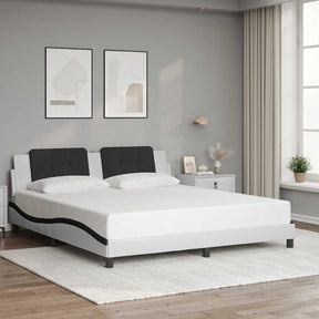 Vidaxl bedframe zonder matras zadar kunstleer wit en zwart 180x200 cm