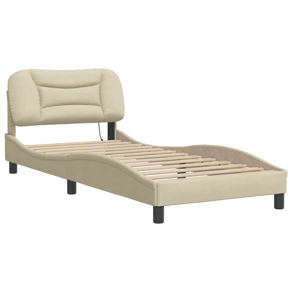Vidaxl bedframe met led zonder matras hvar 90x190 cm stof crèmekleurig