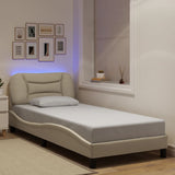 Vidaxl bedframe met led zonder matras hvar 90x190 cm stof crèmekleurig