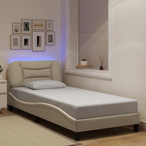 Vidaxl bedframe met led zonder matras hvar 90x190 cm stof crèmekleurig