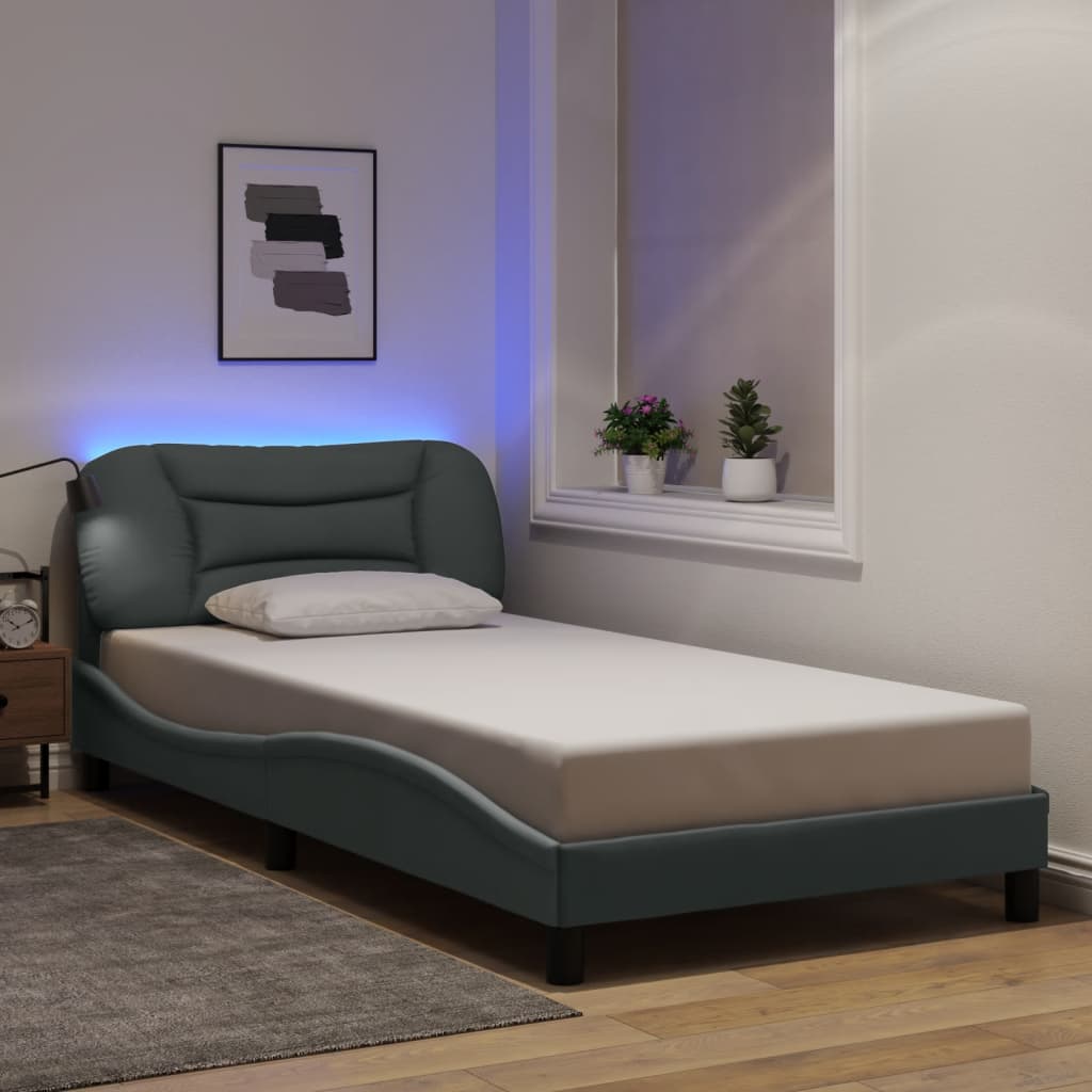 Vidaxl bedframe met led zonder matras hvar stof 100x200 cm lichtgrijs