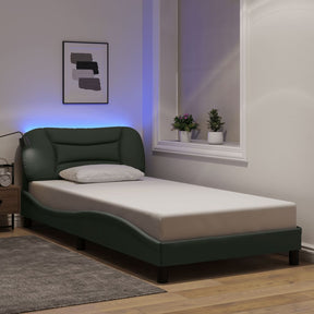Vidaxl bedframe met led zonder matras hvar 100x200 cm stof donkergrijs