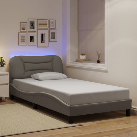 Vidaxl bedframe met led zonder matras hvar 100x200 cm stof taupe