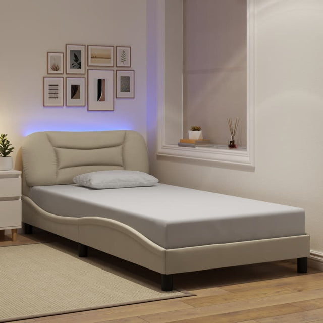 Vidaxl bedframe met led zonder matras hvar 100x200 cm stof crème