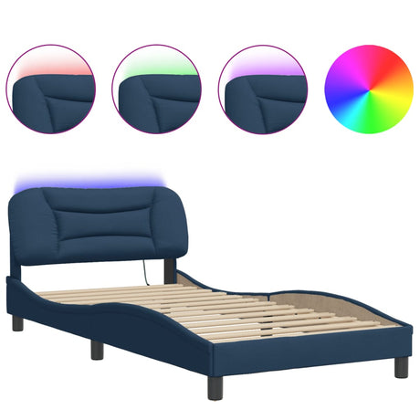 Vidaxl bedframe met led zonder matras hvar 100x200 cm stof blauw